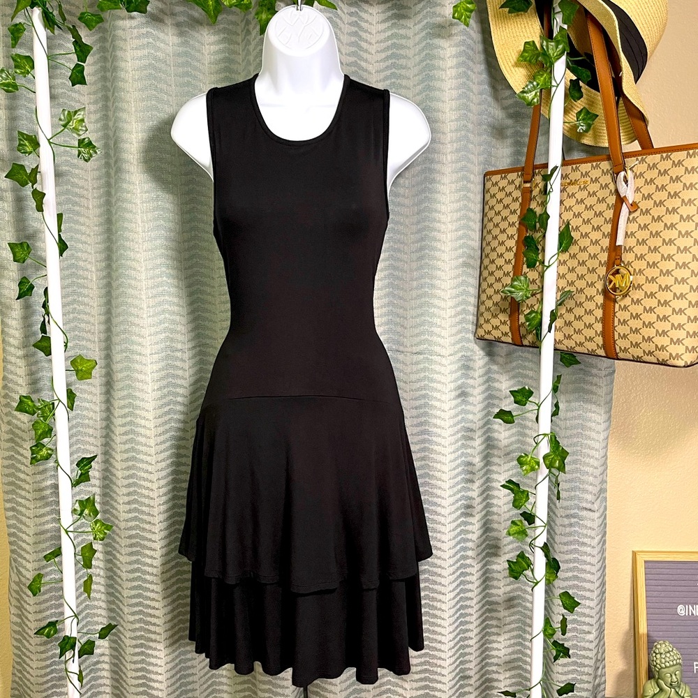 Sleeveless DKNY Dress with Ruffle Hemline